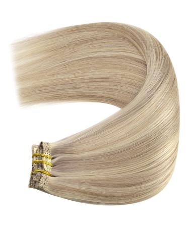 Youngsee Clip-In Real Hair Extensions - Ash Blonde & Platinum Blonde | 35cm 120g | 7PCS Remy Hair - Buy Online on GoSupps.com