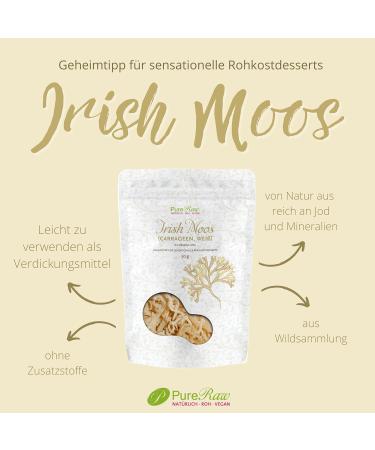 Irish Moos Sea Moss Cartilage Tang - Wild Collection Vegan Raw Carrageen Algae | Premium 100g (2x50g) Gelatin Thickening Agent & Algae Salad by Pureeraw - Buy Online on GoSupps.com
