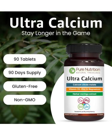 Pure Nutrition Ultra Calcium Citrate Malate 1000 mg Highly absorbable Calcium Supplement with Calcium Citrate Malate 90 Tablet - Pack Of 2 - Buy Online on GoSupps.com