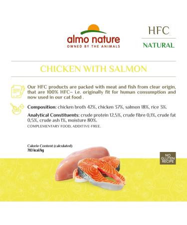 Almo Nature HFC Natural Wet Cat Food - Chicken & Salmon 12-Pack (280g) - Healthy & Gourmet Cat Meals - Buy Online on GoSupps.com