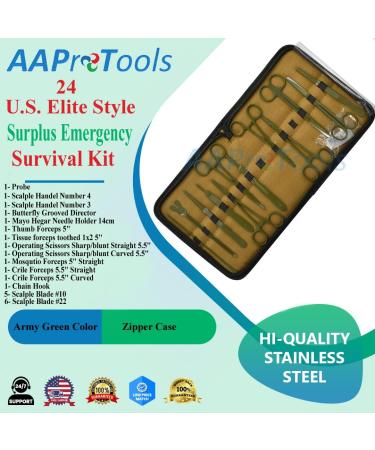 AAProTools 24 PC U.S. Army Style Emergency Survival Kit with Bleed Control & First Aid in Zipper Pouch MLT-02 - Buy Online on GoSupps.com