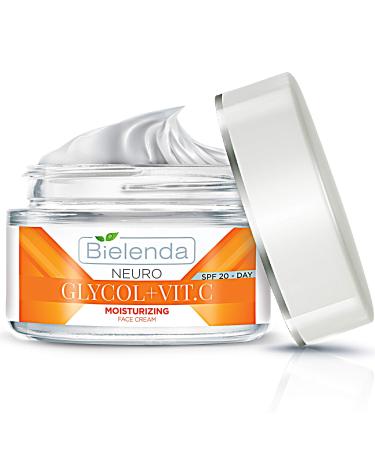 Bielenda Neuro Glicol - Moisturising Face Cream - Wrinkles Are Smoothed Out And Discolorations Reduced + Vit. C - Moisturizing Face Cream Day Spf 20 50 ml
