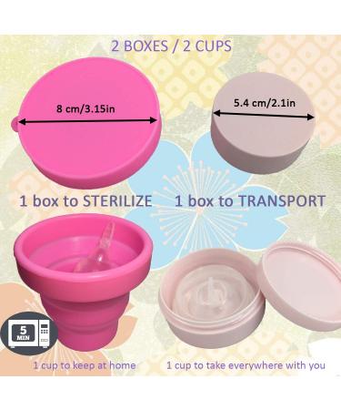 Buy Patented CE-Certified Menstrual Cup (X2) - Soft Foldable with Sterilizer & Transport Box - Hypoallergenic Silicone Size M - Buy Online on GoSupps.com