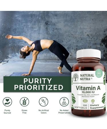Natural Nutra Vitamin A 10,000 IU Retinol Palmitate Supplement from Cod Liver Oil - 100 Gluten Free Softgels for Eye, Skin, Nails and Immune Health - Omega 3 Rich - Buy Online on GoSupps.com