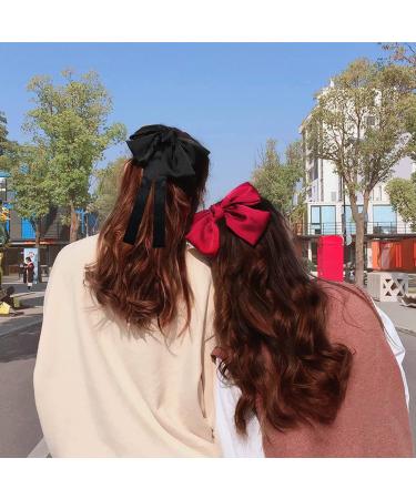 Buy Large Black Hair Loop Clips - Hub Knot Hair Ties & Red Satin Tape Hairpins for Women & Girls (2 Pieces) - Perfect for All Hairstyles - Buy Online on GoSupps.com