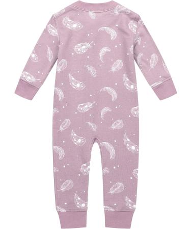Owlivia Organic Cotton Baby Romper | Zip Up Footless Sleep N Play | Long Sleeve Pyjama (Size Newborn-24 Months) Feather 18-24 Months - Buy Online on GoSupps.com