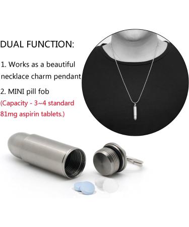 TI-EDC Mini Pill Fob - Titanium Bullet Design Pill Holder Lightweight & Waterproof Perfect for Keychain & Necklace - Buy Online on GoSupps.com
