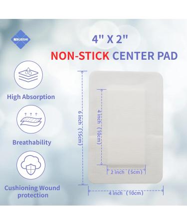 Sterile Non Woven Island Wound Dressing 4X6" | Extra Large Adhesive Gauze Pads | Breathable & Absorbent Latex Free - 15 Packs - Buy Online on GoSupps.com