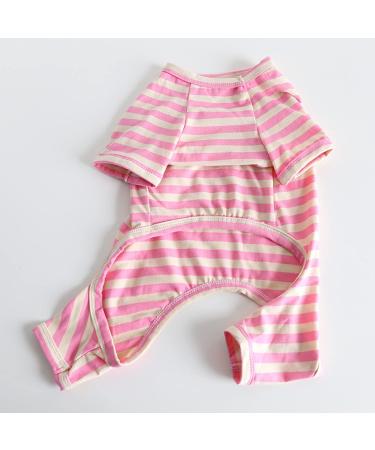 Bt Bear Dog Clothing | Colorful Striped Cotton Pajamas for Bulldogs & Small Dogs - Soft One-Piece Costume (L Pink) - Buy Online on GoSupps.com