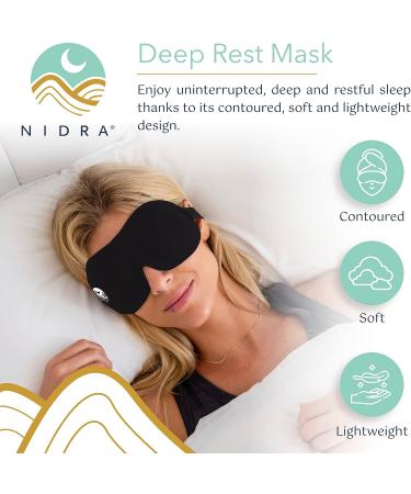 Nidra 3D Contoured Cup Molded Black Out Eye Mask for Women and Men - Ideal for Side Sleepers, Travel, Yoga, Meditation, Nap - Black - Buy Online on GoSupps.com