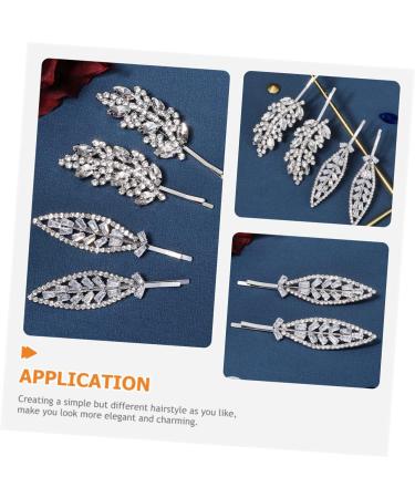 MAGICLULU 3 Pairs Rhinestone Hair Clip Bobby Pin Hair Barrettes for Girls Flower Hair Clip Silver Headpiece Hair Pin Rhinestone Bridal Hair Clip Side Clip Zinc Alloy Leaf Bride - Buy Online on GoSupps.com