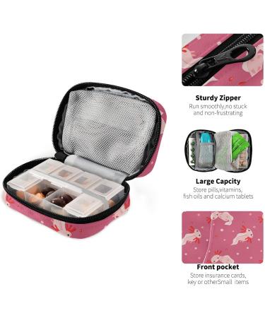 Travel Pill Organizer Case - 7 Day Cute Red Axolotl Weekly Vitamin Holder - Portable Zipper Pouch for Medicine & Supplements - Buy Online on GoSupps.com