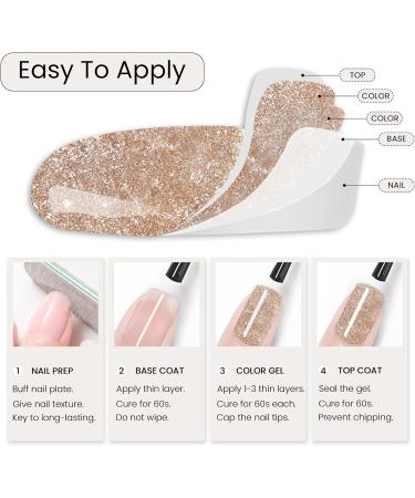 Champagne Shimmer Glitter Gel Nail Polish 15ML - Soak Off UV LED Nail Gel for Manicure Salon DIY at Home - Buy Online on GoSupps.com