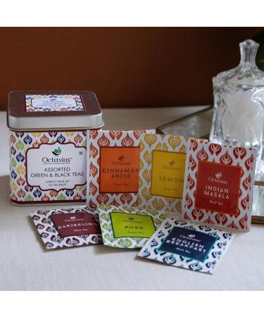 Octavius | Assorted Tea Bag Sampler Gift Set - 6 Tea Flavors | 150 Counts - Black & Green Tea | Tea Sampler Pack | Tea Set Gift | Pack of 6 Black & Green Tea - 25TB (Pack of 6) - Buy Online on GoSupps.com