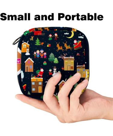Santa Claus Tree House Pattern Menstruation Pad Bag - Portable Sanitary Napkin Storage for Teens & Women - Buy Online on GoSupps.com