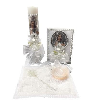 Lito White Jesus Baptism Candle Set Kit with Shell and Favors - Spanish | Perfect for Christenings - Buy Online on GoSupps.com