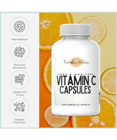 Revitalize Wellness Vitamin C Capsules | Pure Corn & GMO-Free | 1000 mg Vitamin C Per Capsule | 200 Capsules - Buy Online on GoSupps.com