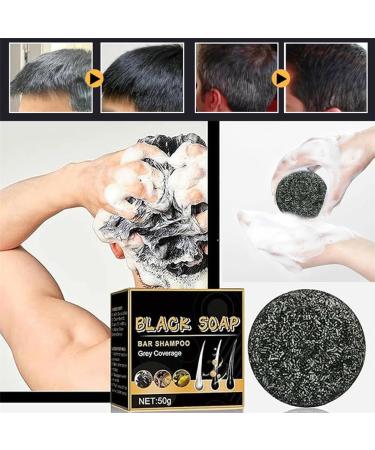 HADAVAKA Black Soap Gray Hair Coverage Shampoo Hair Smoothing and Strengthening Shampoo Soap Dark and Thick Hair Soap Hair Darkening Shampoo Soap Black Coverage Soap for Men Women 3PCS - Buy Online on GoSupps.com