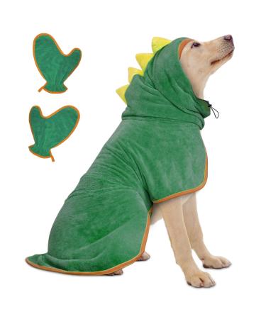 Dog waddle ranger quickly drying bathing towel made of microfiber BiBykivn adjustable dog towel with Velcro fastener absorbent dog bathrobe with hat for large medium dog (m green) green M - Buy Online on GoSupps.com