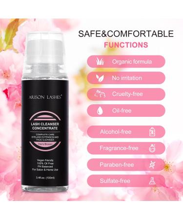 Eyelashes Cleaner Concentrate 100ml | Paraben & Sulfate Free Foam Shampoo for Extensions & Natural Lashes | Cherry Blossom Makeup Remover for Salon & Home Use - Buy Online on GoSupps.com