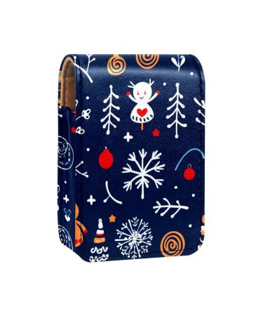 Travel Lipstick Organizer Case Lipstick Case Portable Makeup Bag With Mirror Deer Snowflake Angle Christmas D645b9vuue