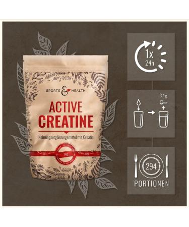Active Creatine Monohydrate 1kg - Vegan Additive-Free 3g Creatine per Portion - High-Dosed Performance Boost - Buy Online on GoSupps.com