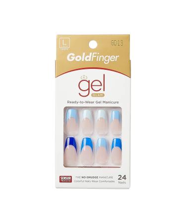 Gold Finger Gel Glam Design Nail Press On Nails  Gel Nail Kit  Polish Free Manicure Long Length (GD13)