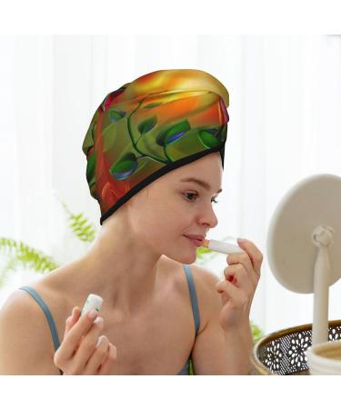 Hair Towel Wrap - Quick Drying Towel Turban with Button | Rose Psychedelic Design - Buy Online on GoSupps.com