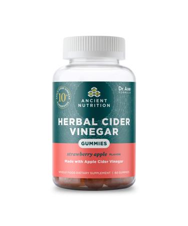 Ancient Nutrition Herbal Apple Cider Vinegar Gummies with Superfood & Antioxidants, Strawberry Apple Cider Vinegar Gummy with Vitamin B12, Non-GMO, Vegan, Gluten-Free, 60 Count - Buy Online on GoSupps.com