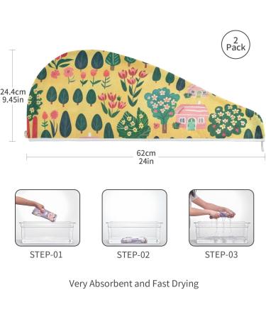 Tree and House 2 Pack Super Absorbent Hair Towels - Quick Dry Hair Turbans for Women & Girls - Perfect Hair Drying Solution - Buy Online on GoSupps.com