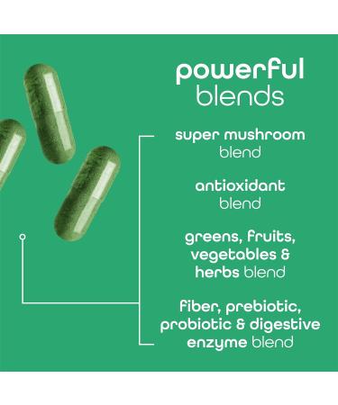 Zena Nutrition Organic Super Greens Fruit & Veggies Supplement 70+ Superfoods from Fruit & Vegetables Spirulina Chlorella Prebiotics & Probiotics Digestive Enzymes for Gut Health 180 Capsules Unflavoured Capsules - Buy Online on GoSupps.com