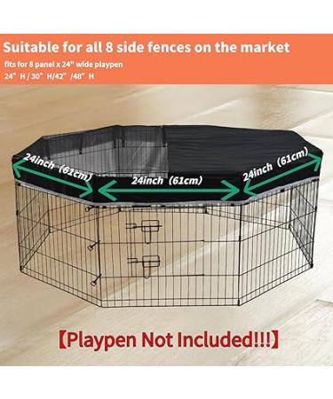 Zuisfau Dog Playpen Mesh Top Cover, Fits 24 Inch 8 Panels Regular Octagon Metal Exercise Pet Playpen, Black, Hooks Connections. - Buy Online on GoSupps.com