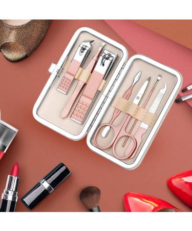 8-Piece Pink Manicure Set for Women - Professional Stainless Steel Nail Clippers and Pedicure Kit - Buy Online on GoSupps.com
