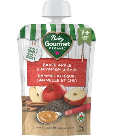 Baby Gourmet Organic Fruit & Veggie PLUS Puree Baby Food Pouches Baked Apple Cinnamon & Chia - No Added Sugar Or Salt Non GMO No Fillers Gluten Free Peanut Free - (128ml) 12 Pouches Red Baked Apple Cinnamon & Chia NO - Buy Online on GoSupps.com