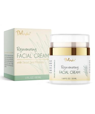 Deluvia Face Moisturizer Cream - Organic Aloe Vera Coconut Oil Vitamin C & E | Rejuvenating Daily Lotion for Dry & Sensitive Skin - Buy Online on GoSupps.com