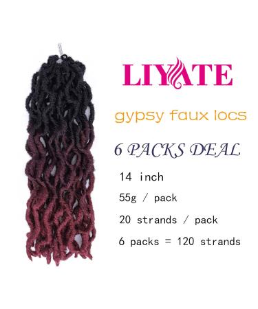 14 Inch Goddess Faux Locs Crochet Hair 6 Packs/Lot - Soft Gypsy Locs Wavy Crochet Braids Dreadlocks - 3 Tone Curly Wavy Twist Braiding Hair Extensions - African Roots Braid - 1B/99j/530 - Buy Online on GoSupps.com