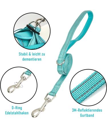 UVTQSSP Lightweight Dog Harness for Small Dogs - Padded XS Puppy Harness with Leash - Light Blue - Buy Online on GoSupps.com