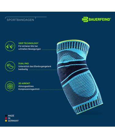Bauerfeind Unisex Elbow Sports Bandage - Stability for Ball & Checking Sports - Size XXL - Rivera - 1 Piece - Buy Online on GoSupps.com