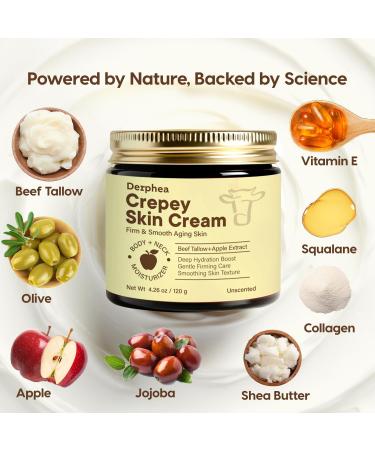 Crepey Skin Repair Treatment: Crepey Skin Repair Cream for Aging Skin with Pure Beef Tallow Soluble Collagen & Apple Fruit - Advanced Crepe Fix Cream for Neck Arms Chest Body - Unscented Body - Crepey Skin 4.26 Ounce (P  - Buy Online on GoSupps.com