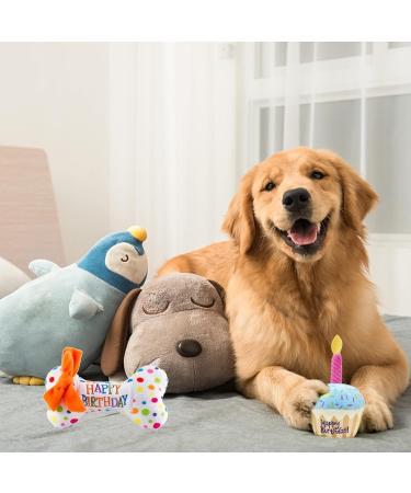 Nizirioo Plush Dog Toys - Birthday Cake & Bone Toys for Puppies | Soft & Safe Dog Birthday Gifts - Buy Online on GoSupps.com