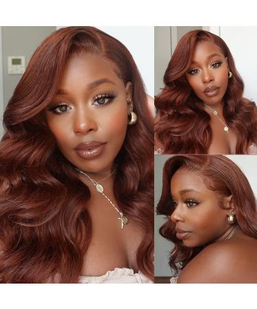 UNICE Copper Red Body Wave 13x4 Lace Front Wig 18 Inch - Pre Plucked Human Hair with Baby Hair for Dark Skins - 150% Density - Buy Online on GoSupps.com