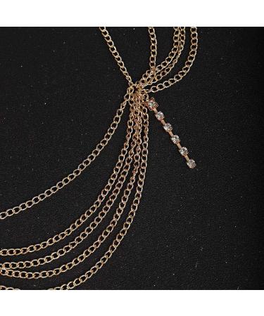 Denifery Gold Rhinestone Wedding Head Chain - Bridal Prom Bohemian Boho Hair Jewelry - Buy Online on GoSupps.com