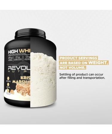 Revolution Nutrition High Whey Protein Powder Whey Isolate Superior Formula Gluten Free Lean Muscle Mass For Men & Women 25g of Protein Per Scoop 2.7kg 73 Servings (Krispy Marshmallow 6 Pound) Krispy Marshmallow 6 Pound - Buy Online on GoSupps.com