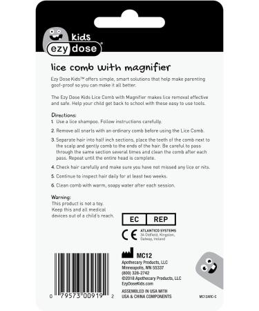 Ezy Dose Kids Lice and Eggs Comb - Stainless Steel | Hair Care for Baby Toddler Adult - Blue Magnifying Glass | Gentle Pin Teeth - Buy Online on GoSupps.com