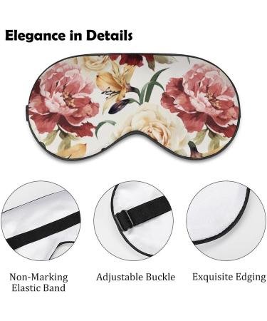 LynaRei Watercolor Rose Sleep Mask - White Red Flower Blindfold for Full Night's Sleep, Travel, and Nap - Buy Online on GoSupps.com