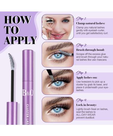 Lash Cluster Glue 10 ML - Waterproof Black Bond for Eyelash Extensions | Lasts 48-72 Hours | Includes Brushes & Tweezers - B&Qaugen - Buy Online on GoSupps.com