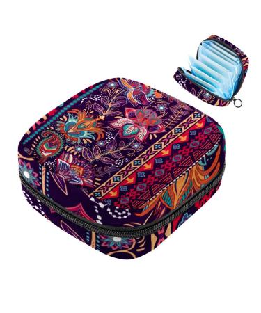 Storage bags for women's bandages vintage style Bohemian flower pattern portable menstrual cardboard panty liners tampons women's bandages storage holder for women school office