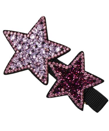 amangul Rhinestones Star Hair Clip Star Hair Accessories Star Barrettes Star Hairpin Crystal Star Hair Clip Hair Bangs Clip(Purple)