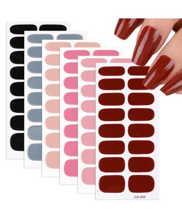 6 Sheets Gel Nail Strips Pure Colour Nail Gel Polish Wraps Soft Self-Adhesive Nail Full Wraps Nail Strips Sticker Nail Tips Nail Wraps Sticker Decals - Buy Online on GoSupps.com