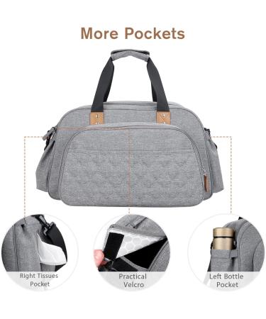 SONARIN Convertible Baby Changing Bag with Folding Crib - Waterproof Large Capacity Nappy Changing Tote Bag - Travel Diaper Bag with Changing Mat in Grey - Buy Online on GoSupps.com